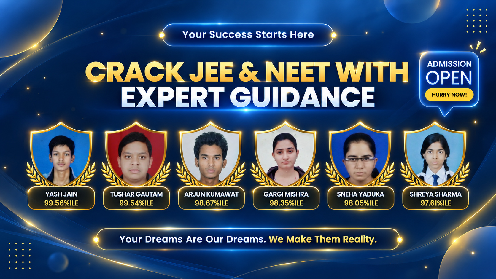Exampay JEE and NEET achievers with their percentile results